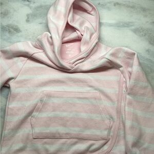 Nike Pink and White Striped Hoodie